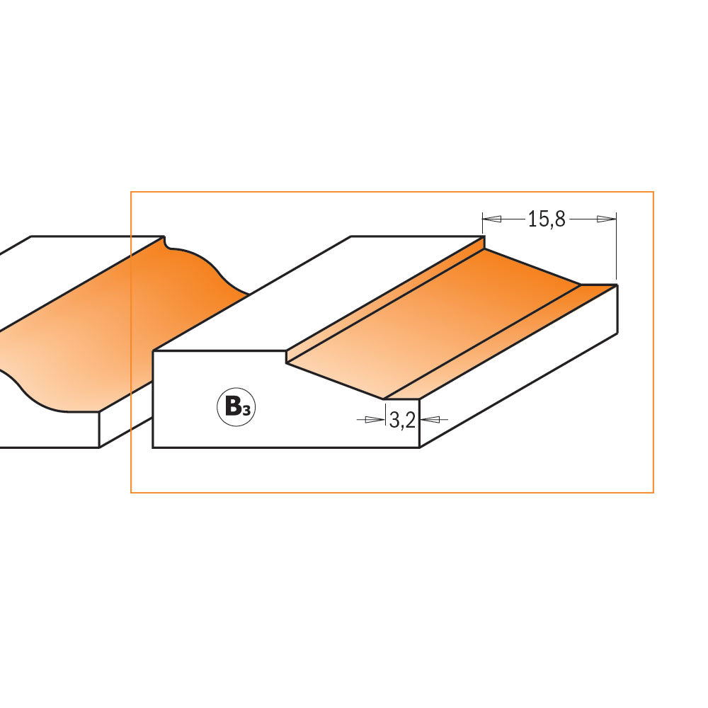 Frisfräs 47,6mm x 10mm | Profil B | 8mm skaft