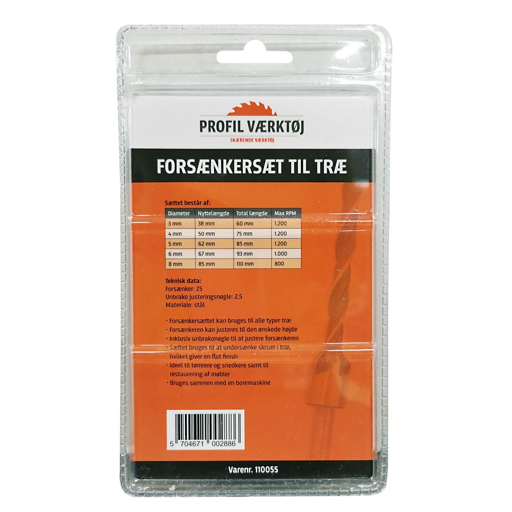 Försänkningssats med 5 st. | Proftool