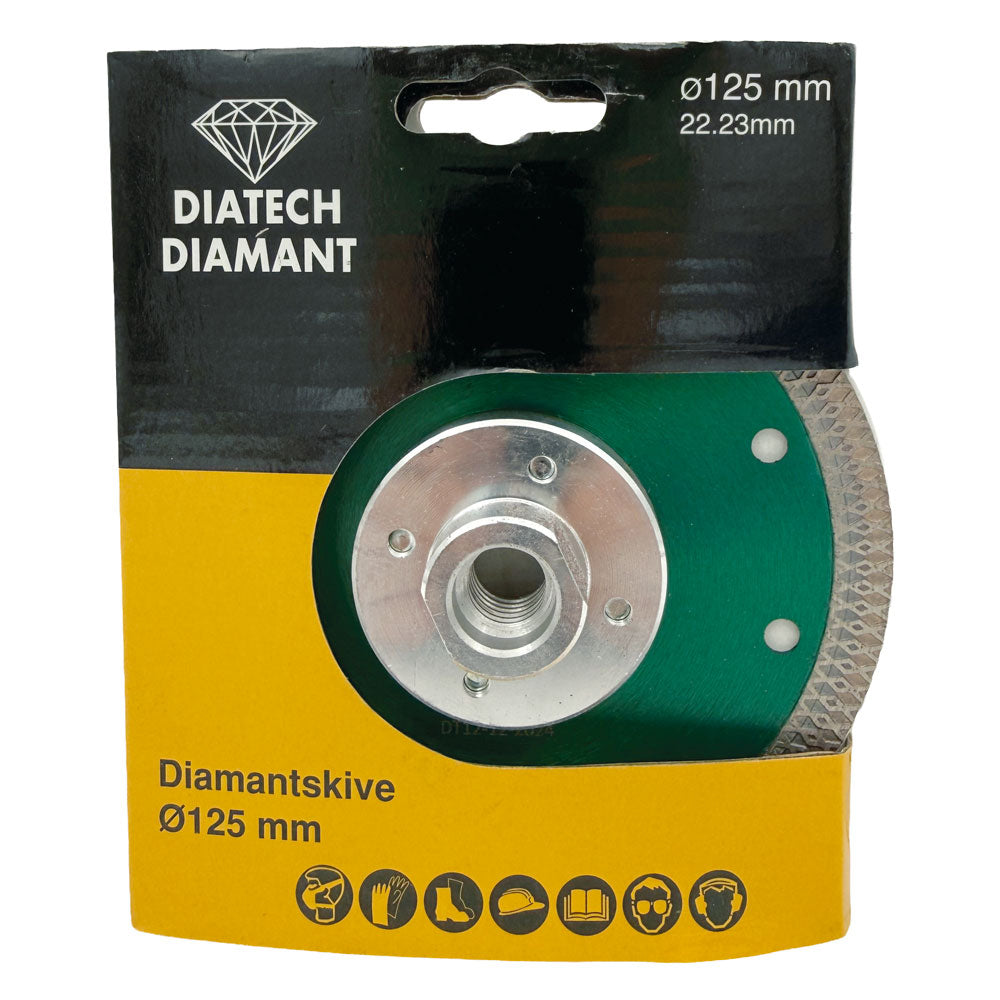 Diamantklinga 125 mm M14 – GRÖN – med fläns – För keramiska plattor