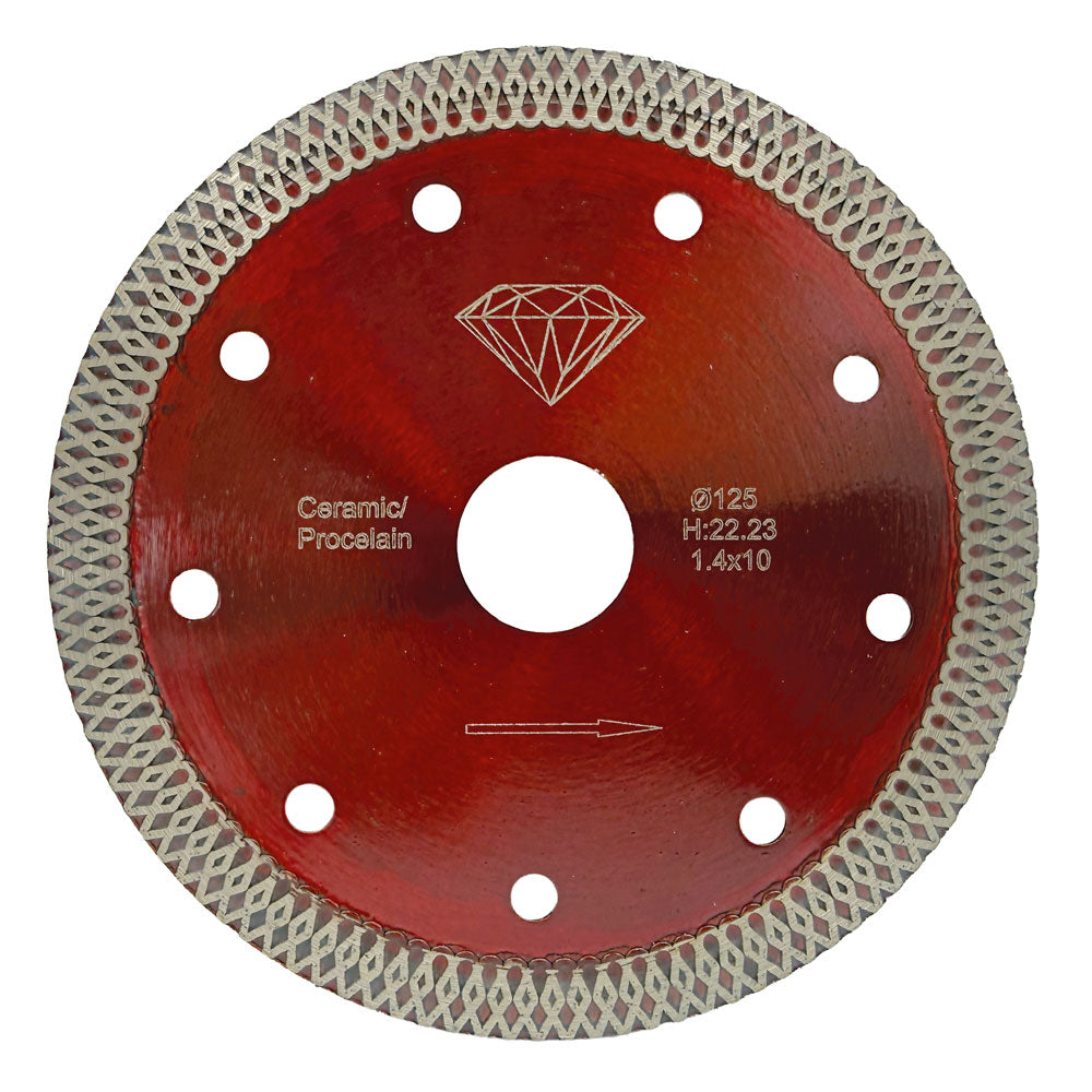 Diamantklinga 125x22,2 mm – RÖD – Smal – För keramik/porslin