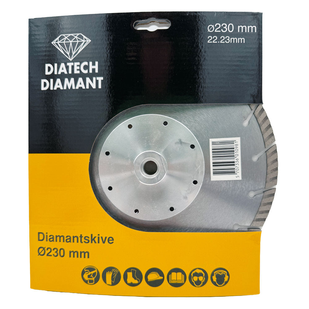 Diamantklinga 230 mm M14 – TURBO – med fläns
