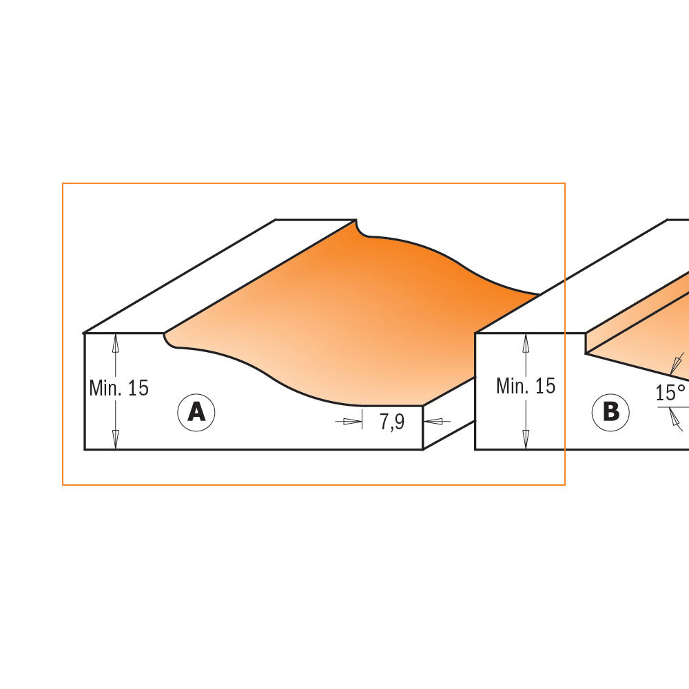 Frisfräs 82,5mm x 15mm | Profil A | 12mm skaft